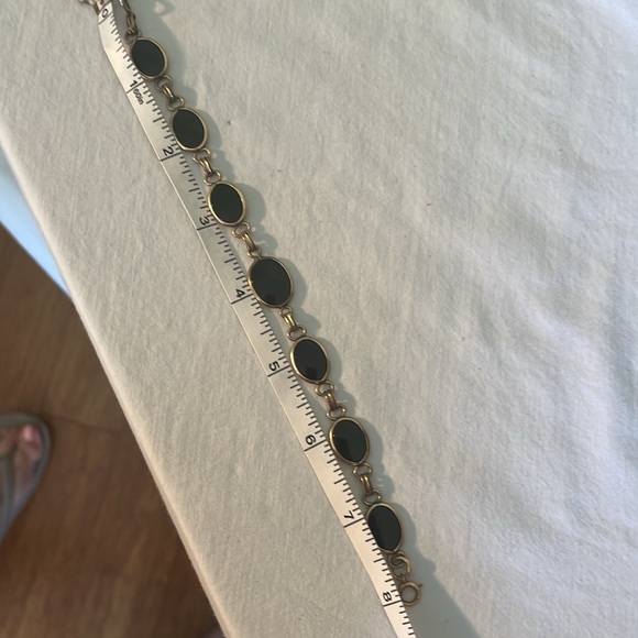 Vintage bracelet black onyx and gold tone - Picture 3 of 6